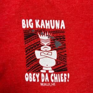 Big Kahuna Obey Da Chief! Maui Hi Hawaii Crew Neck Tee Shirt Red Men's Size 3XL